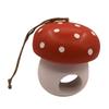 BESPORTBLE Red Mushroom-Shaped Resin Bird Feeder, Hanging Outdoor Birdhouse for Garden and Window view 1