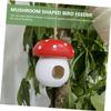 BESPORTBLE Red Mushroom-Shaped Resin Bird Feeder, Hanging Outdoor Birdhouse for Garden and Window view 3