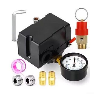 HpLive Air Compressor Pressure Switch and Control Valve with Pressure Gauge, 110–240V, Fast Pressure Reduction (95–125 PSI)