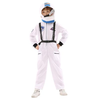 White Astronaut Costume for Kids with Helmet and Jumpsuit