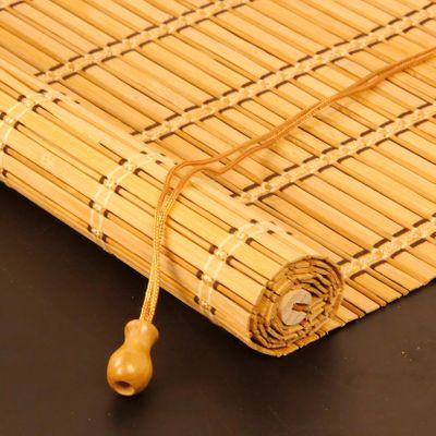 Adjustable Carbonized Bamboo Roller Blind with Side Pull for Windows and Doors