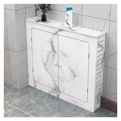 PVC Wood-Plastic Radiator Cover with 2 Doors and Side Vertical Slats, Style D (80 x 60 x)