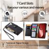 xinyunew Flip Case for Xiaomi Poco F6, Wallet Case with Card Slots and RFID Zipper Pocket, Black view 3