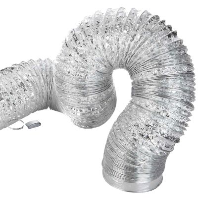 Flexible Aluminum Exhaust Hose, 2 m x 150 mm, with Clamps and Tape