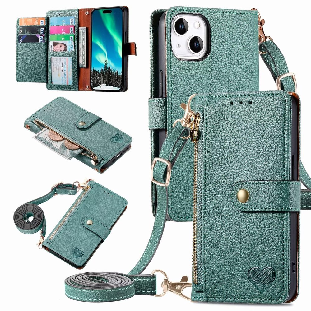 xinyunew Flip Wallet Case for Oppo Reno6 5G, Green
