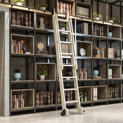 Library Ladder Hardware Kit with Round-Tube Rolling Rail, 1–7.32 m, Braked Floor Wheels