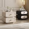 Modern Solid Wood Nightstand with 2 Drawers, Dark Gray view 3