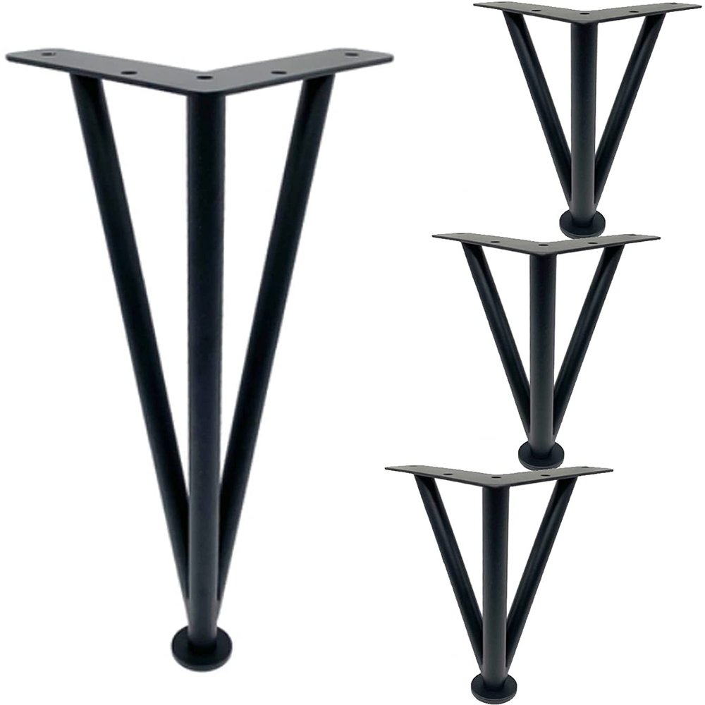GLJTUO 4-Piece Adjustable Metal Furniture Leg Set, Triangular DIY Sofa Legs, Gold 23 cm/9 in, Black 33 cm/13 in