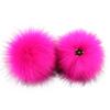 Blausky 10-Pack 15 cm Faux Fur Pom-Poms, Snap-On, Rose Red view 1