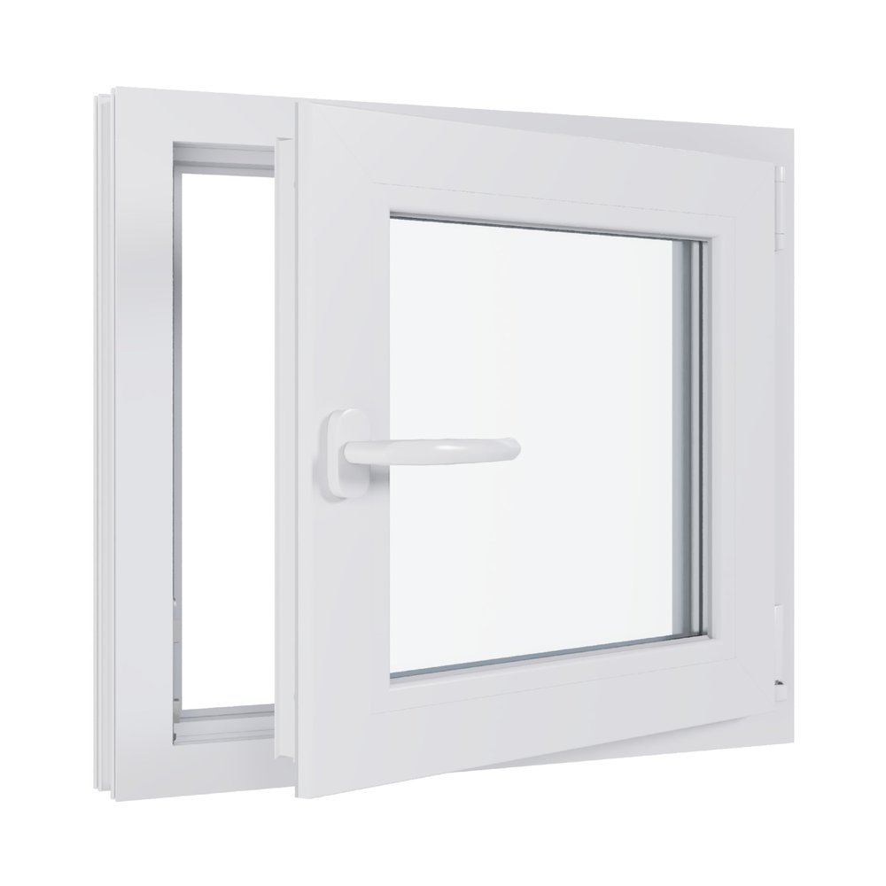 uPVC Window, Basement Window - Triple Glazing - White/White - 700 x 400 mm, DIN Right-Hand