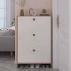 Hidden Solid Wood Shoe Cabinet with Flip-Down Drawers and Adjustable Shelves view 1