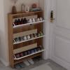 Hidden Solid Wood Shoe Cabinet with Flip-Down Drawers and Adjustable Shelves view 3