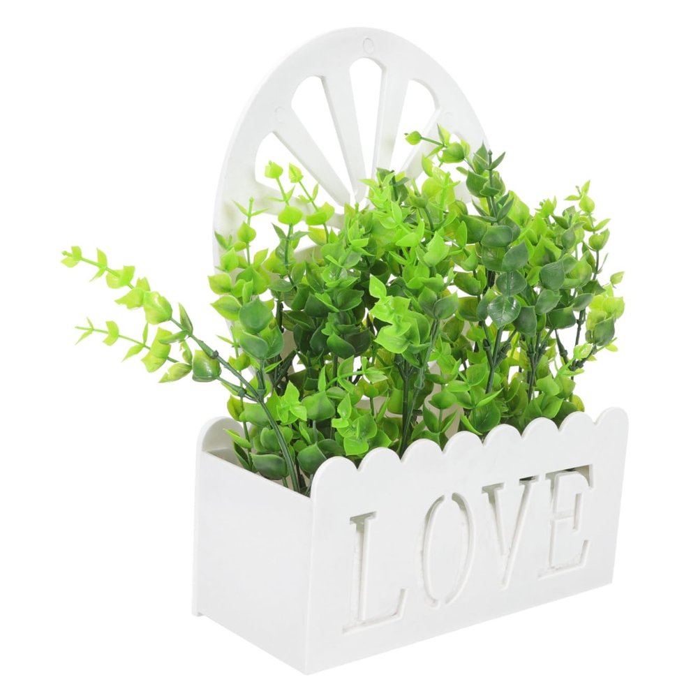 BESPORTBLE Artificial Wall Flower with Fence Planter, Realistic Plastic and Silk Fabric Flower Wall, Low-Maintenance for Office and Living Room