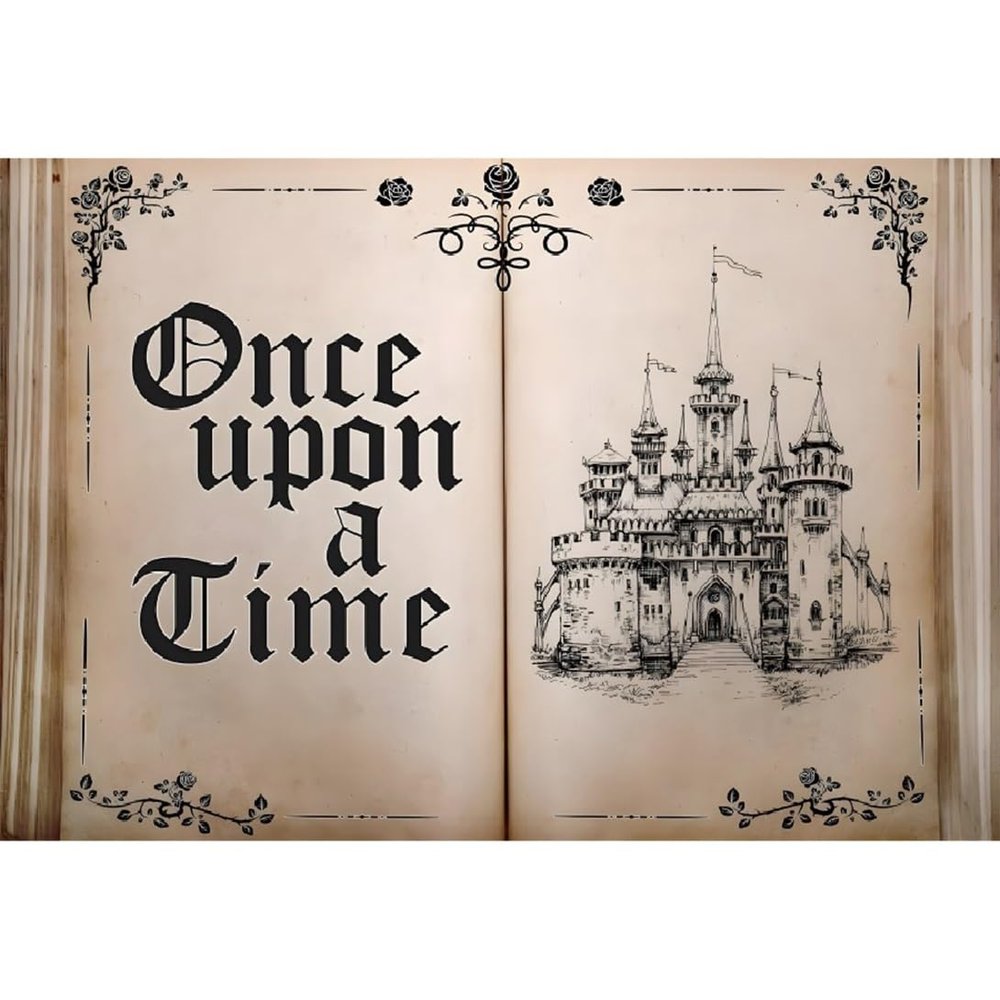 Xiaoterna 2.7 x 1.8 m Fairy Tale Book Background with Castle, Flower and Princess