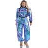 Agoky Women's Astronaut Costume Cosplay Futuristic Metallic Jumpsuit, Silver, Space Suit, Blue, S view 1