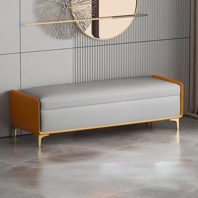 Storage Bench with Soft Faux-Leather Upholstery and Hidden Storage, Bedroom or Living Room Ottoman