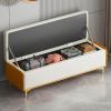Storage Bench with Soft Faux-Leather Upholstery and Hidden Storage, Bedroom or Living Room Ottoman view 4