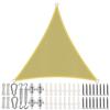 Custom Triangular Sun Shade Sail with Ropes, Beige, 1.6 x 1.6 x 2.3 m view 1