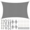 Rectangular Shade Sail with Fastening Ropes for Pond, Patio or Yard, 5.5 x 5.5 m, Light Gray view 1