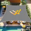 Rectangular Shade Sail with Fastening Ropes for Pond, Patio or Yard, 5.5 x 5.5 m, Light Gray view 2