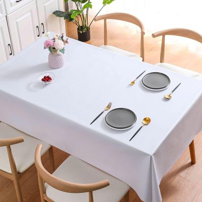Stfery Wei Home PVC Tablecloth 140 x 200 cm, Solid Color, Stain-Resistant