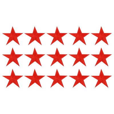 QUARKZMAN 15-Piece Iron-On Star Patches, Bright Red, 70 mm