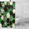 Mexpekil Football Shower Curtain, Waterproof, Mold-Resistant, Washable, with 12 Plastic Hooks, 183 x 183 cm, Green view 3