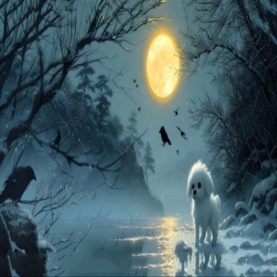 Paint by Numbers Kit for Adults and Beginners, Moon and Dog, 40 x 80 cm