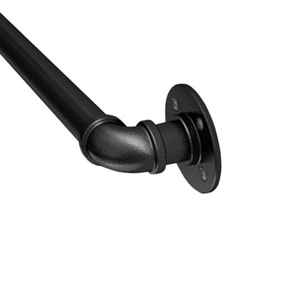 Wall-Mounted Black Wrought-Iron Handrail for Stairs, Indoor and Outdoor Use