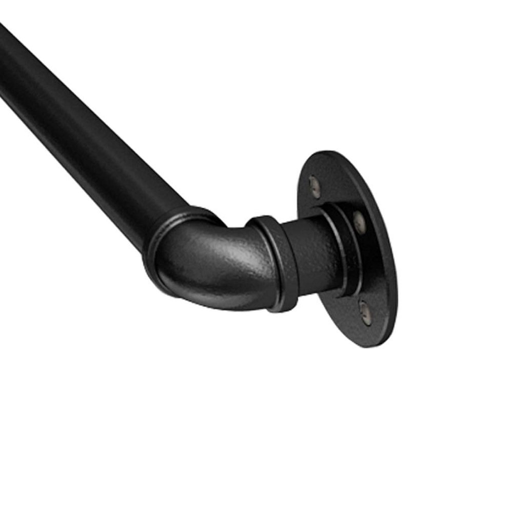 Wall-Mounted Black Wrought-Iron Handrail for Stairs, Indoor and Outdoor Use