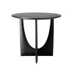Round Solid Wood Side Table with Geometric Leg Base, Minimalist Retro Design, Black view 1