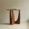 Round Solid Wood Side Table with Geometric Leg Base, Minimalist Retro Design, Black view 4