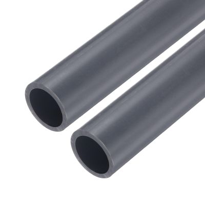 QUARKZMAN 2-Piece PVC Pipe, 17.6 mm Inner Diameter, 0.23 m Long, Round Plastic Tube for Gardens, Aquariums, Water Lines, Cable Conduits, and Ventilation, Light Gray
