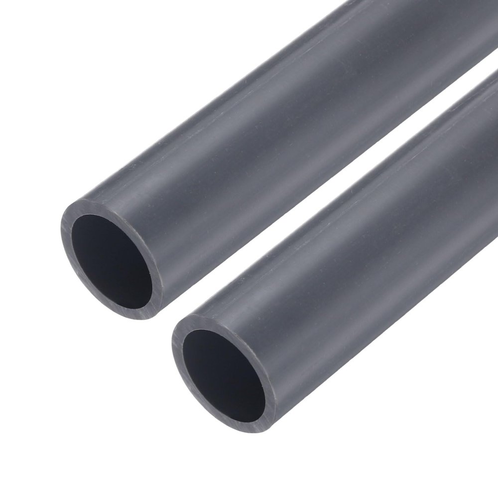 QUARKZMAN 2-Piece PVC Pipe, 17.6 mm Inner Diameter, 0.23 m Long, Round Plastic Tube for Gardens, Aquariums, Water Lines, Cable Conduits, and Ventilation, Light Gray