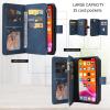 TQmchun Flip Case for Xiaomi 13 Lite, Faux Leather Wallet Case with Zipper, Magnetic Closure, 15 Card Slots and Stand Function, Blue view 2