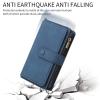 TQmchun Flip Case for Xiaomi 13 Lite, Faux Leather Wallet Case with Zipper, Magnetic Closure, 15 Card Slots and Stand Function, Blue view 3