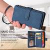 TQmchun Flip Case for Xiaomi 13 Lite, Faux Leather Wallet Case with Zipper, Magnetic Closure, 15 Card Slots and Stand Function, Blue view 4