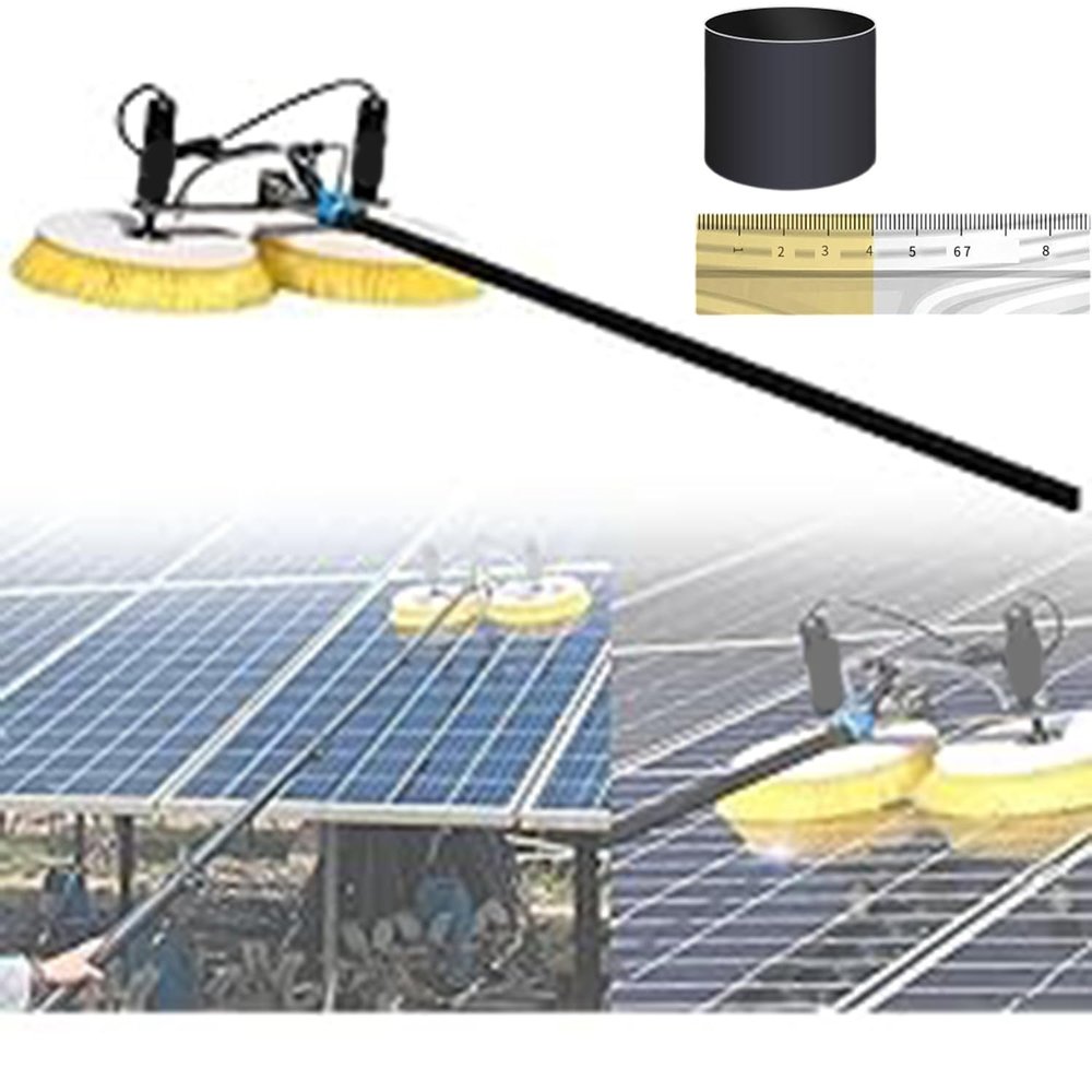 twostronking Dual-Head Solar Cleaning Brush, 65 cm, with 7.5 m Telescopic Pole, Adjustable, 500–750 m²/h, 3.5 m