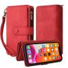 TQmchun Flip Case for Samsung Galaxy A10E/A20E, Red PU Leather Wallet Case with Zipper, Magnetic Closure, 15 Card Slots and Stand view 1