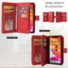 TQmchun Flip Case for Samsung Galaxy A10E/A20E, Red PU Leather Wallet Case with Zipper, Magnetic Closure, 15 Card Slots and Stand view 2