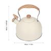 Whistling Stainless Steel Tea Kettle with Ergonomic Handle, Spout Cover, 2.5 L, Beige view 4