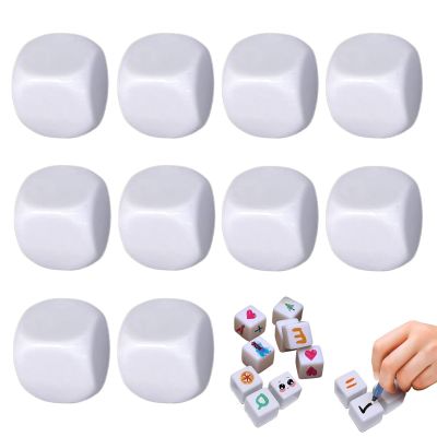 10 Rounded White Acrylic Blank Dice