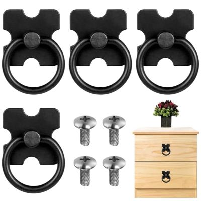 AUTUUCKEE Vintage Black Drawer Pulls and Ring Handles, 4-Pack