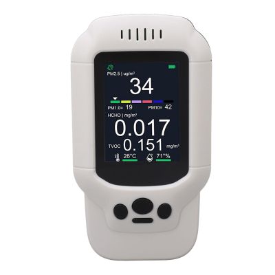 7-in-1 Air Quality Tester, High-Precision PM10, PM2.5, PM1.0, Temperature and Humidity Meter with Audible Alarm for Home Office
