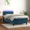 Iiaky Box Spring Bed with Mattress and LED, Storage Compartment, Dark Blue Velvet, 80 x 200 cm // 3134493 view 1