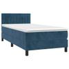 Iiaky Box Spring Bed with Mattress and LED, Storage Compartment, Dark Blue Velvet, 80 x 200 cm // 3134493 view 3