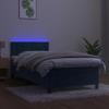 Iiaky Box Spring Bed with Mattress and LED, Storage Compartment, Dark Blue Velvet, 80 x 200 cm // 3134493 view 4