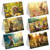 COCHIE 12-Piece Easter Card Set with Envelopes, Cute Bunny Designs, A6 Folded Greeting Cards view 1
