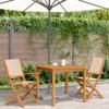 WKIEQACO Outdoor Dining Chairs, 2 Pieces, Beige, Solid Acacia Wood and Fabric view 3