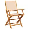 WKIEQACO Outdoor Dining Chairs, 2 Pieces, Beige, Solid Acacia Wood and Fabric view 4